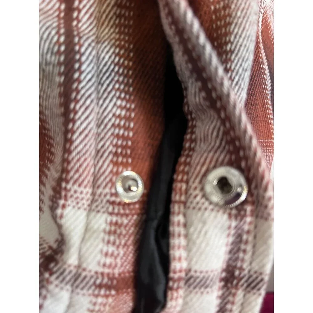Aeropostale Jacket XL Orange‎ Plaid Quilted Flannel Snaps Preppy Y2K Shacket 80s